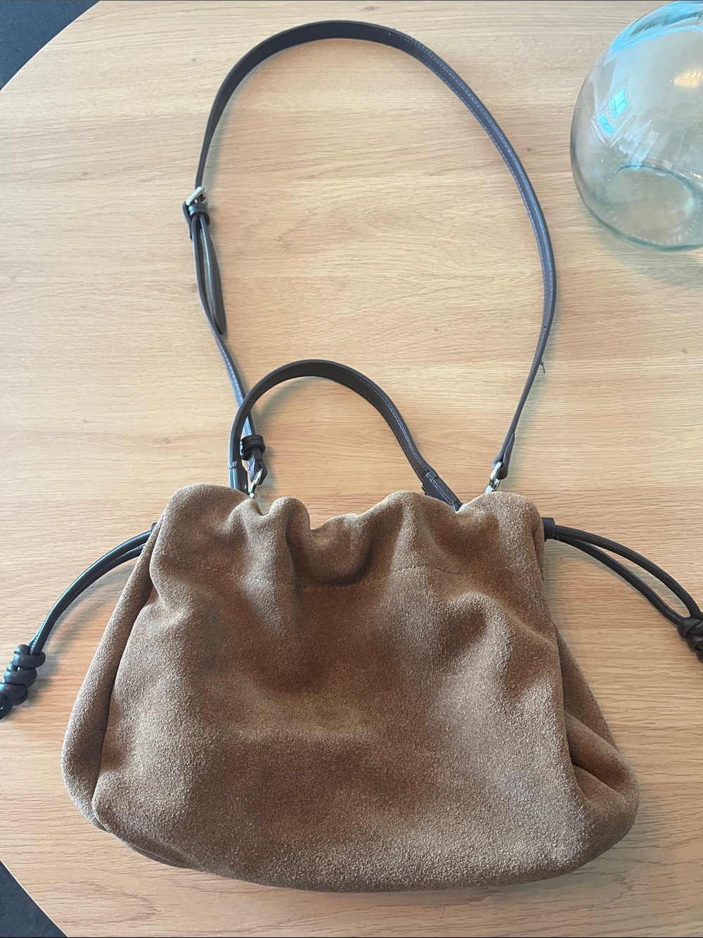 Casual Brown Suede Drawstring Shoulder Bag